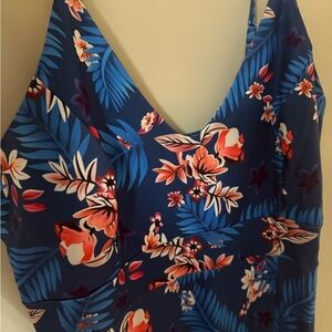woman's Floral High Low Dress blue